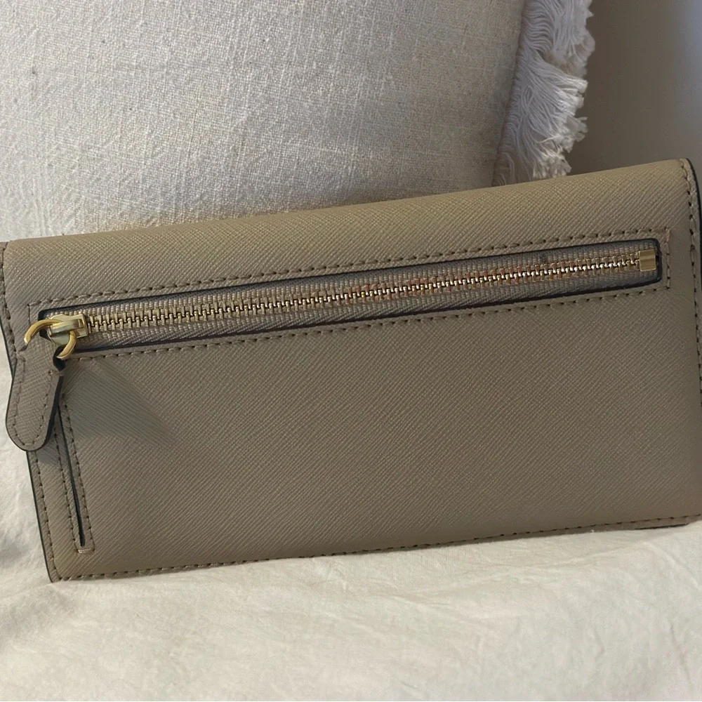 Ralph Lauren Crosshatch Leather Slim Tan Wallet - Picture 2 of 3